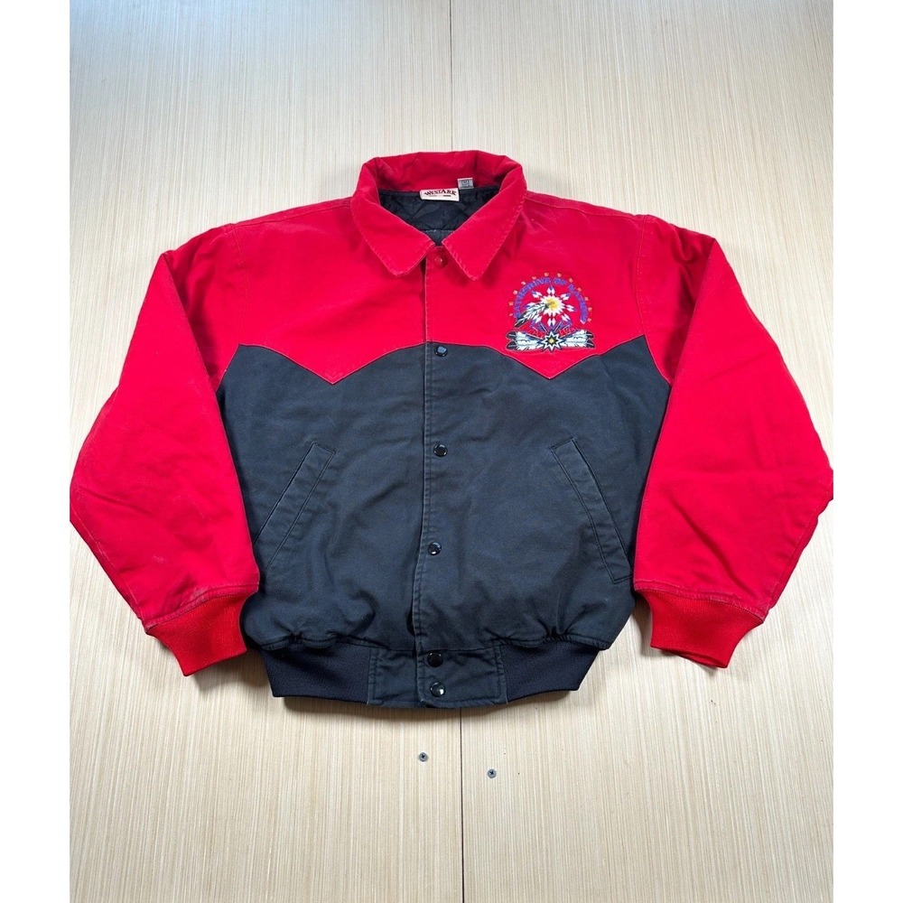 Westark Gathering Of Nations Pow Wow Jacket Mens Medium Blue Red Quilted‎ Lined